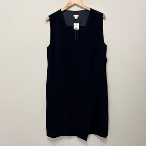 J. Crew Factory Sleeveless Navy Shift Dress with Faux Wrap - 14 NWT